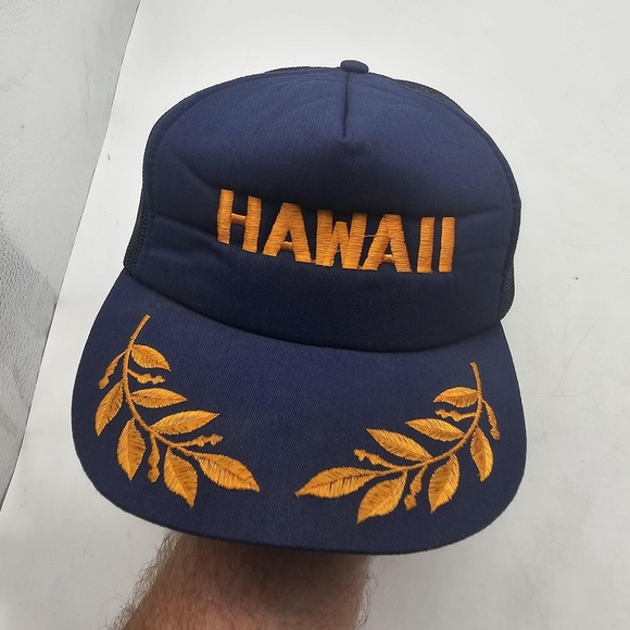 Hawaii Inter Continental Corp Other - Vintage Hawaii Hat Cap Snap Back Mens One Size Blue Mesh Trucker Embroidered